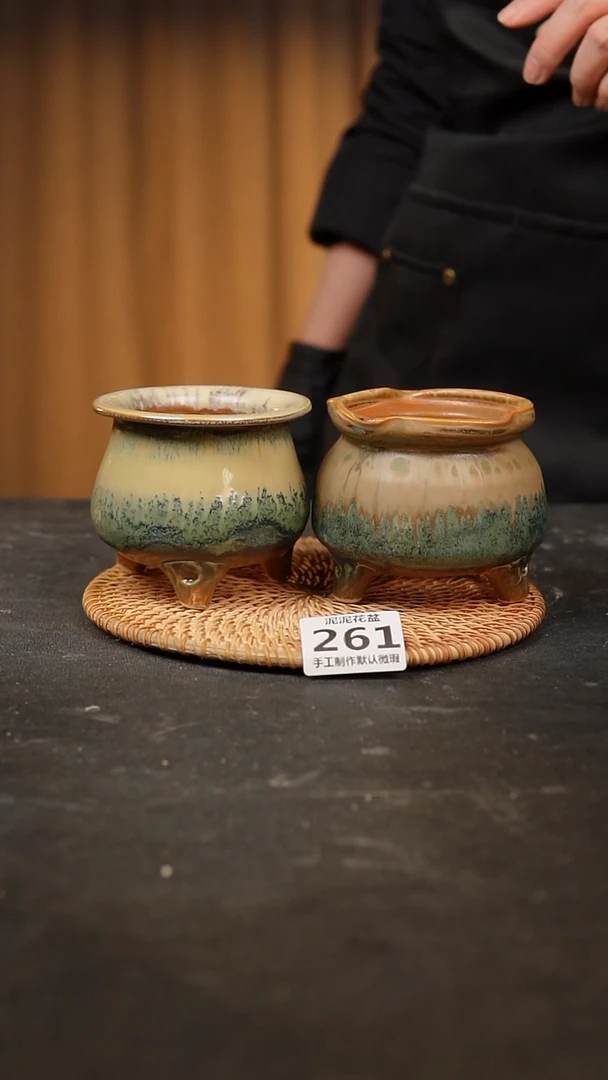 【闪购商品】瓷片261泥泥手工花盆口7高8