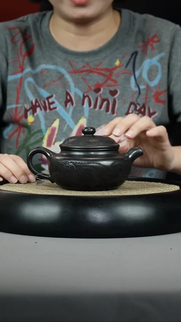 茶壶紫砂石黄 龙纹仿古 龙行天下