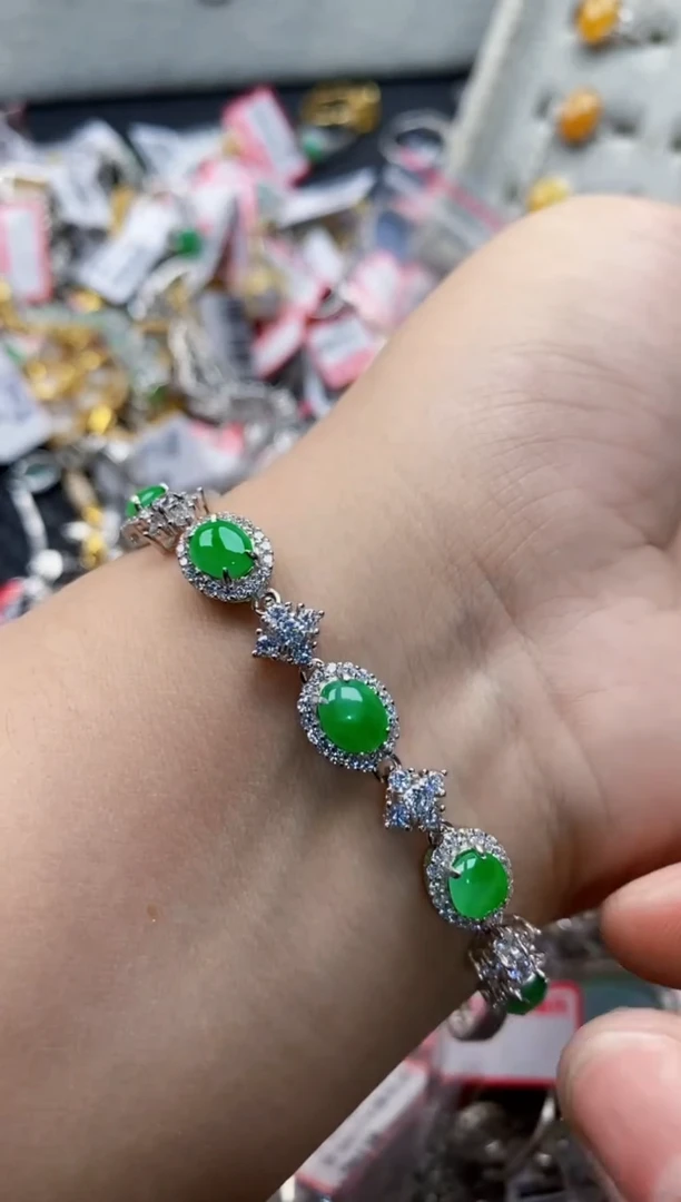 翡翠戒指银S925镶嵌7777---10