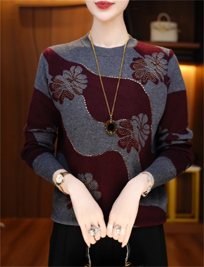 秋季新款澳绒针织毛衣长袖百搭弹力舒适保暖V25Q1261