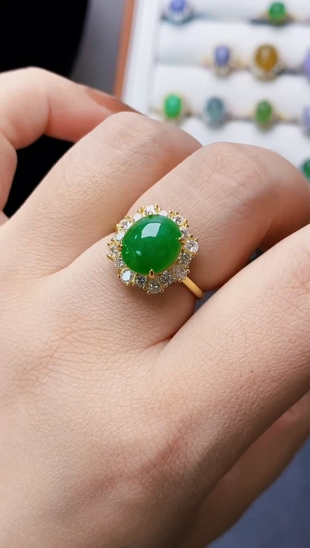 银S925镶嵌戒指翡翠0167