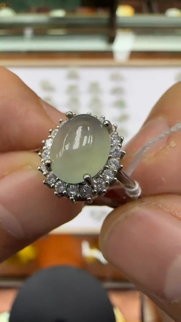 【闪购商品】翡翠挂件银S925镶嵌A货翡翠多样性戒指