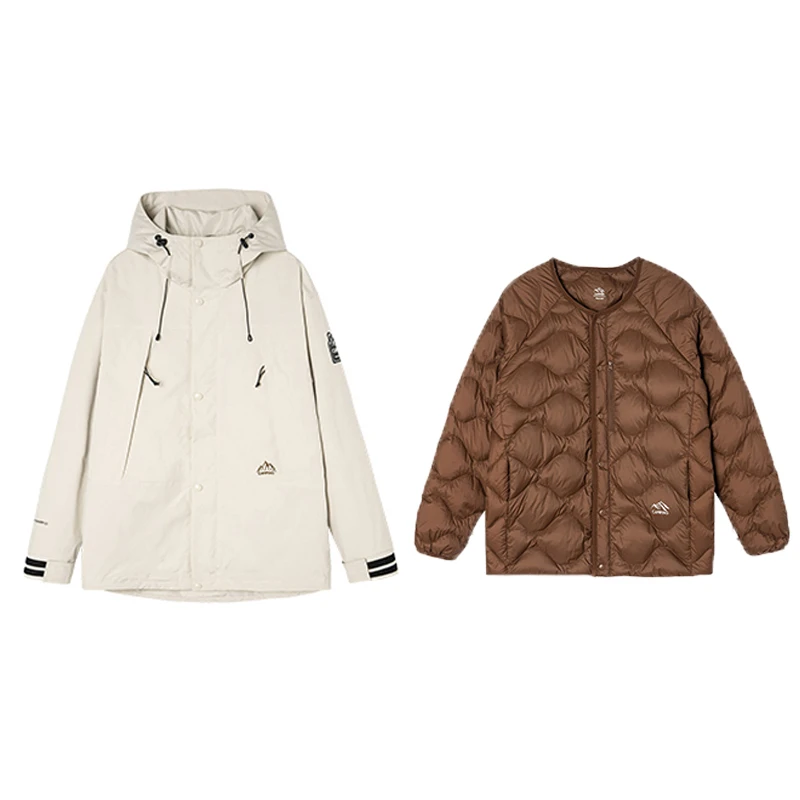 三合一90白鹅绒情侣外套可拆卸内胆羽绒服23330
