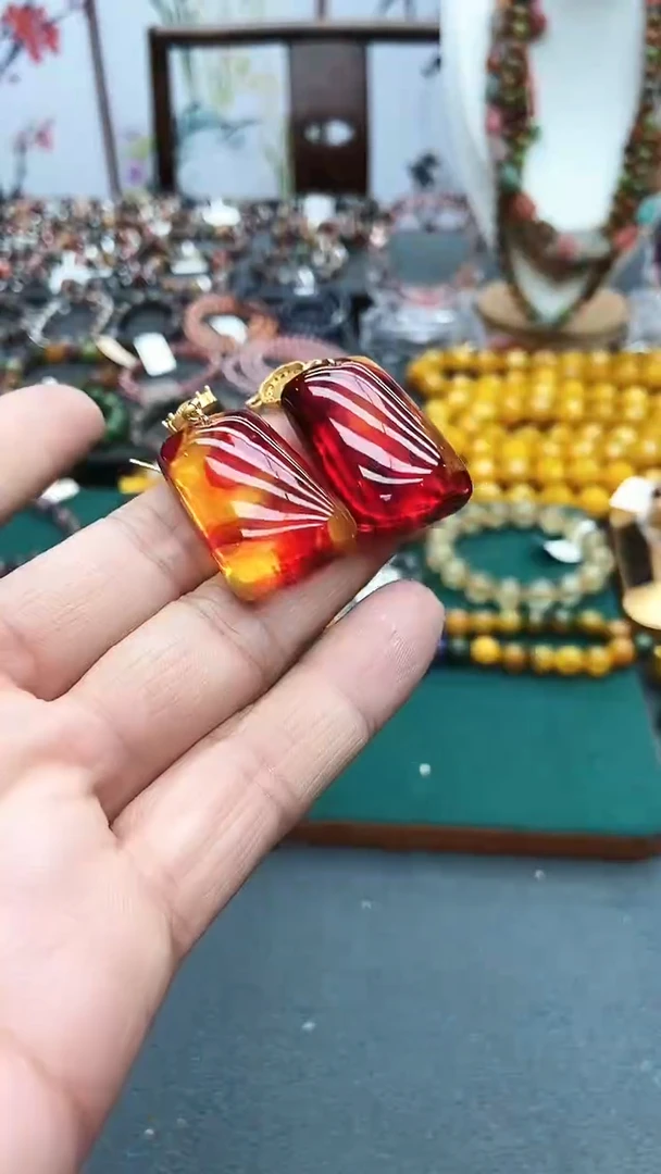 【闪购商品】血珀耳饰银S925镶嵌S137 耳饰