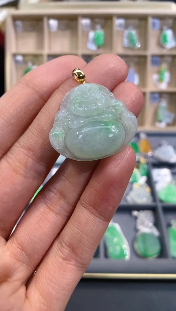【闪购商品】翡翠吊坠(不含链)18K金镶嵌佛公