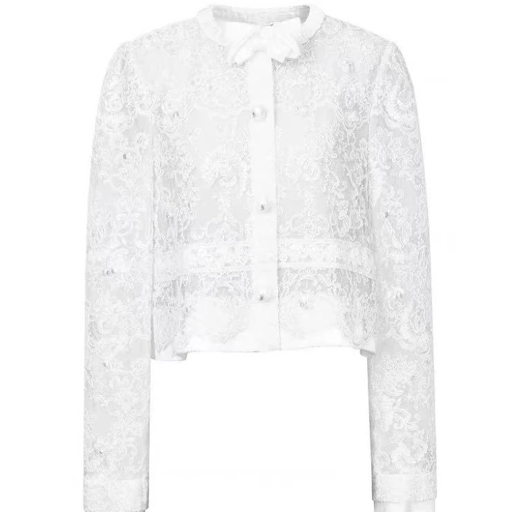 荔枝 拉家夏季新款法式设计师款蝴蝶结蕾丝外套