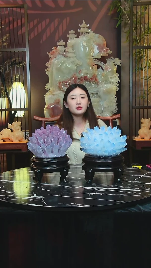 石材吴*家居摆件水晶一对