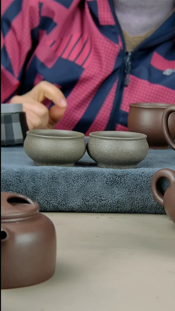 茶壶紫砂青段杯子50cc两个