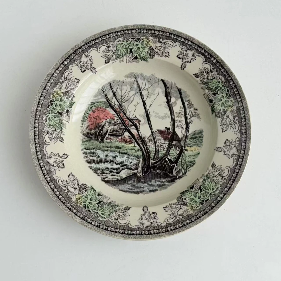 乡间丛林系列釉中彩汤盘23×3.5cm098