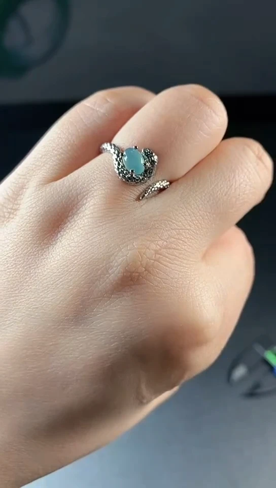 【闪购商品】翡翠颈饰银S925镶嵌翡翠戒指