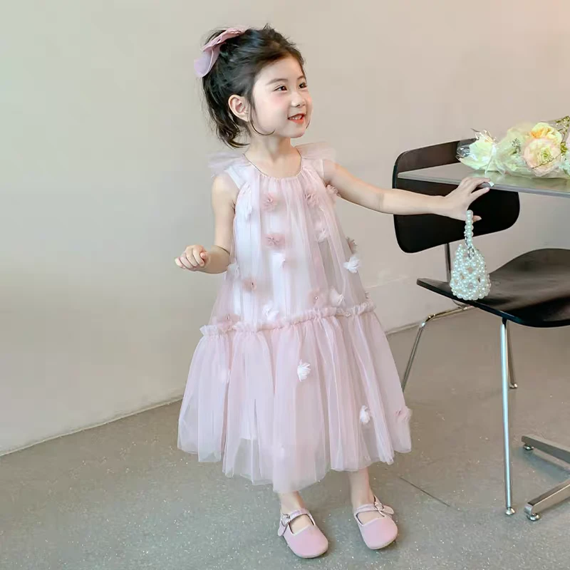 纯色夏季女连衣裙韩版儿童背心裙童装韩版洋气宝宝女童夏款公主裙