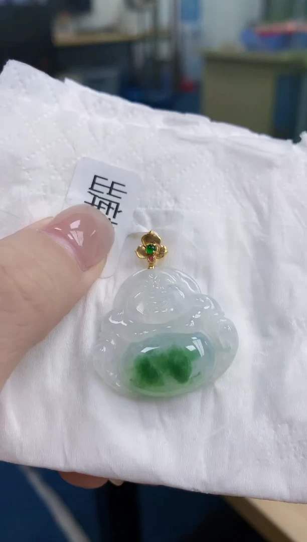 【闪购商品】翡翠颈饰18K金镶嵌天然缅甸翡翠A货