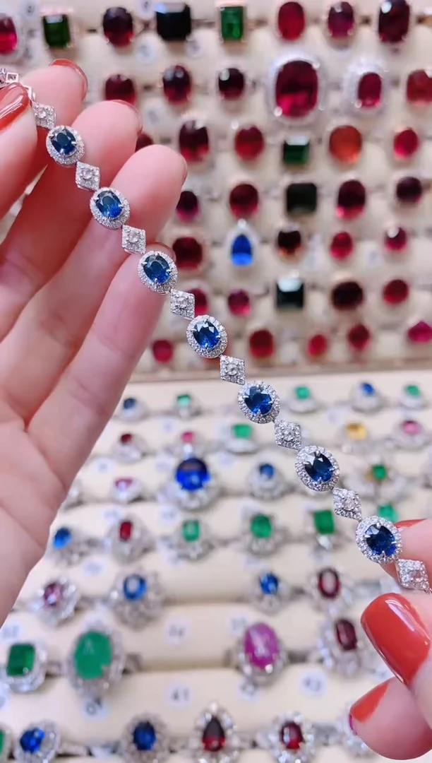 18K金手链蓝宝石18K金镶嵌?****?1