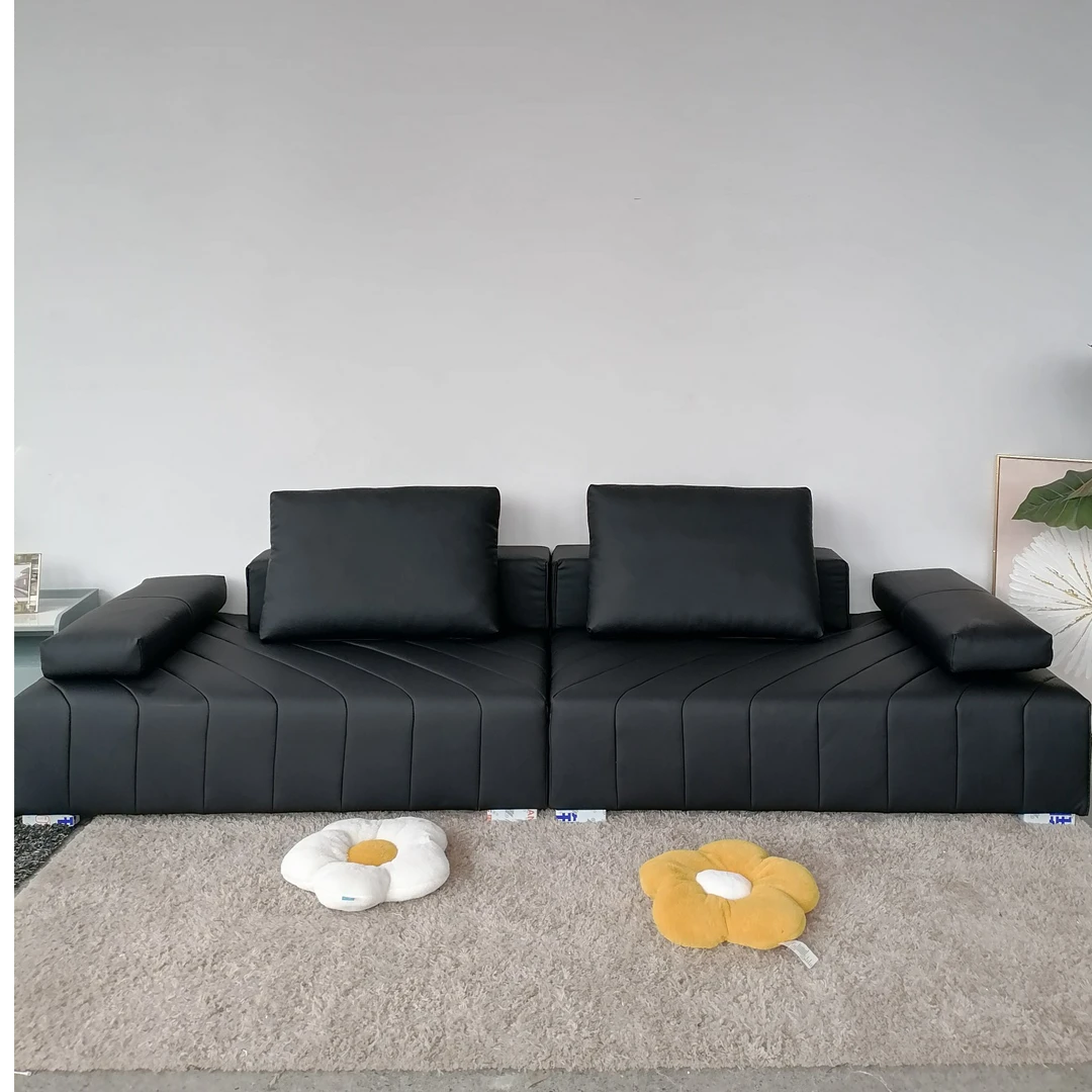 2026沙发黑色罗兰沙发轻奢风简约风格沙发（3000*1000*800，坐深73）