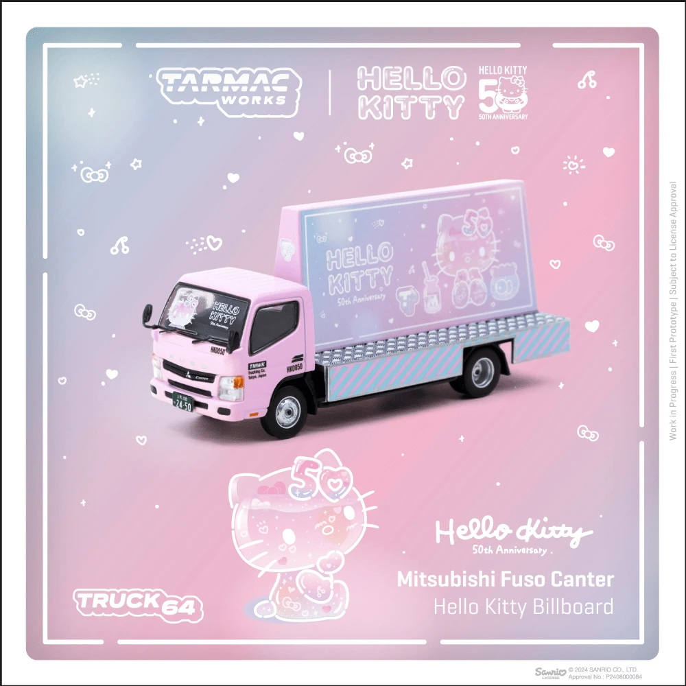 TW 1:64 三菱 扶桑 Hello Kitty Billboard 拖板车 合金汽车模型