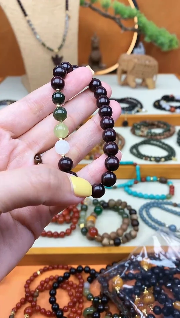 未镶嵌檀香紫檀（小叶紫檀）手串单圈印度小叶紫檀和田手串