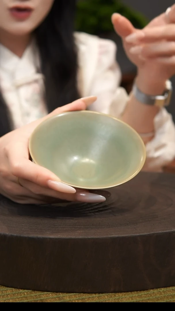 杯子斗笠杯  汝州原产地  原矿老釉  带底款