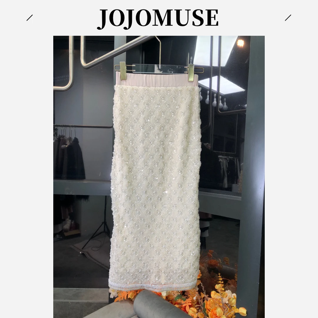 JOJO MUSE【馥郁玫瑰】亮片气质时尚玫瑰半身裙