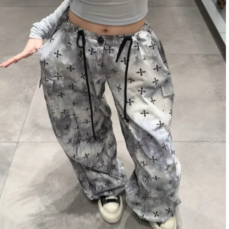 【500-600号】25.3月新款扎染印花伞兵裤十字花长袖冲锋衣夹克