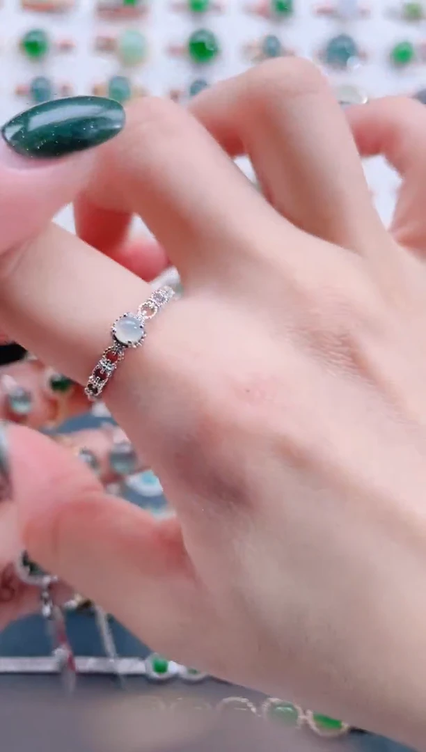 银S925镶嵌戒指翡翠天然翡翠