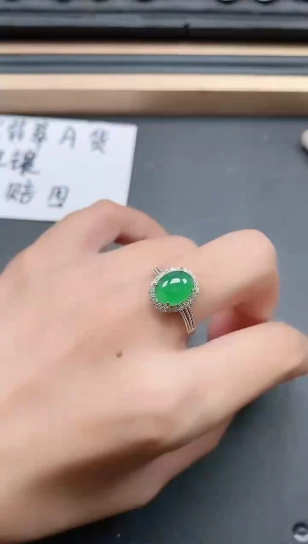 翡翠戒指银S925镶嵌11111