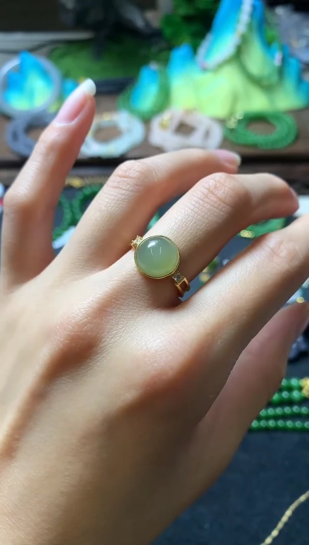 【闪购商品】和田玉银S925镶嵌戒指戒指