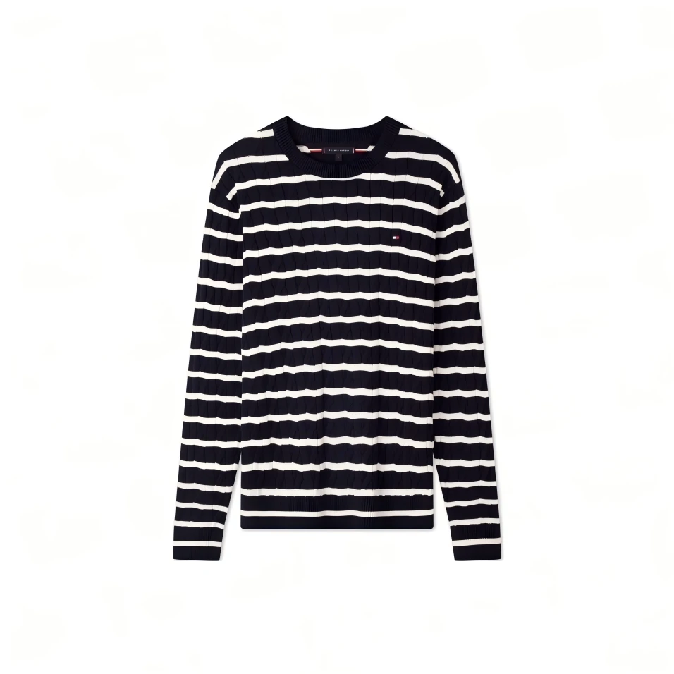 TOMMY HILFIGER粗针织圆领套头毛衣