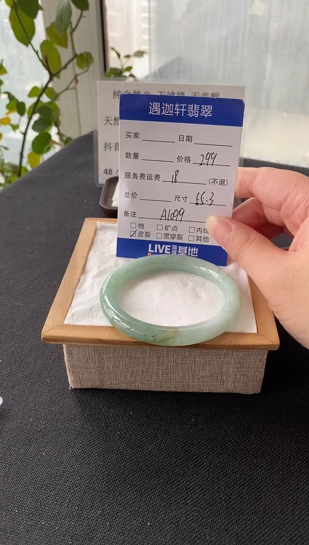 未镶嵌手镯翡翠55.3圈口 A1099编码
