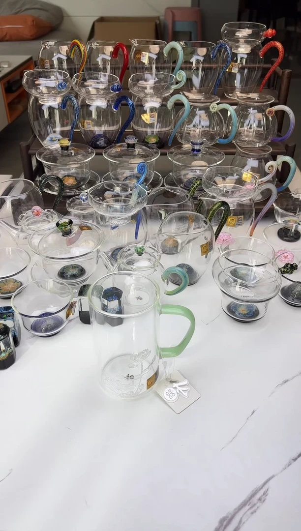 手工艺品玻璃禾器好运连连清简杯