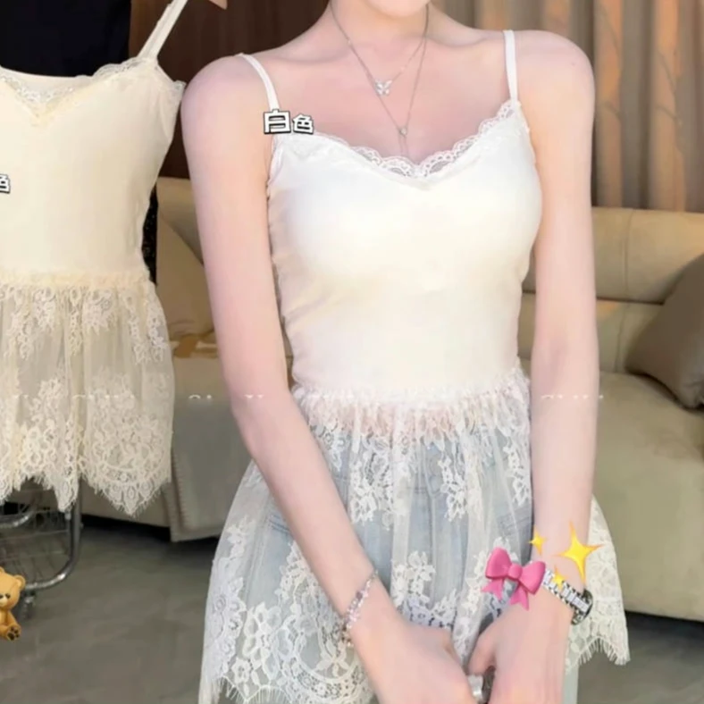 【珊珊专属】设计感轻奢蕾丝吊带背心2025新款夏季气质上衣12987