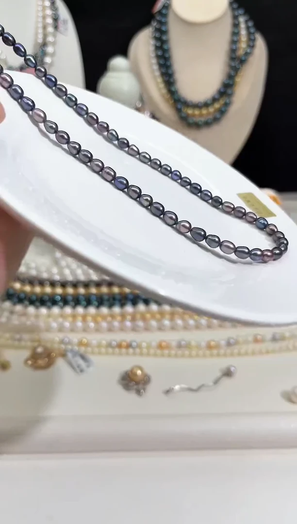 颈饰未镶嵌淡水珍珠莫兰迪色米形珠项链