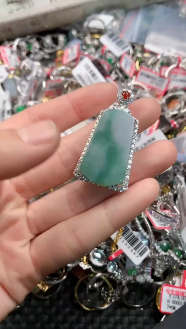 银S925镶嵌戒指翡翠1        5