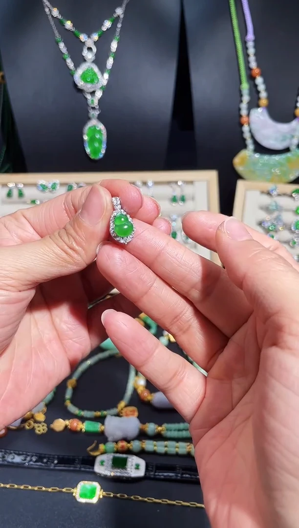 【闪购商品】翡翠颈饰银S925镶嵌蛋面/支持复检/一件