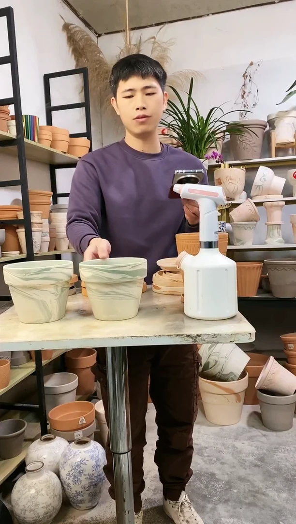 【闪购商品】红陶16*13绿白陶 2盆无托