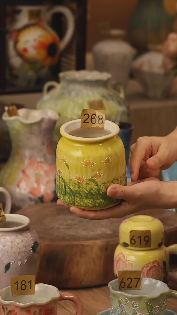 陶瓷268景德镇设计师手作花器摆件侘寂风