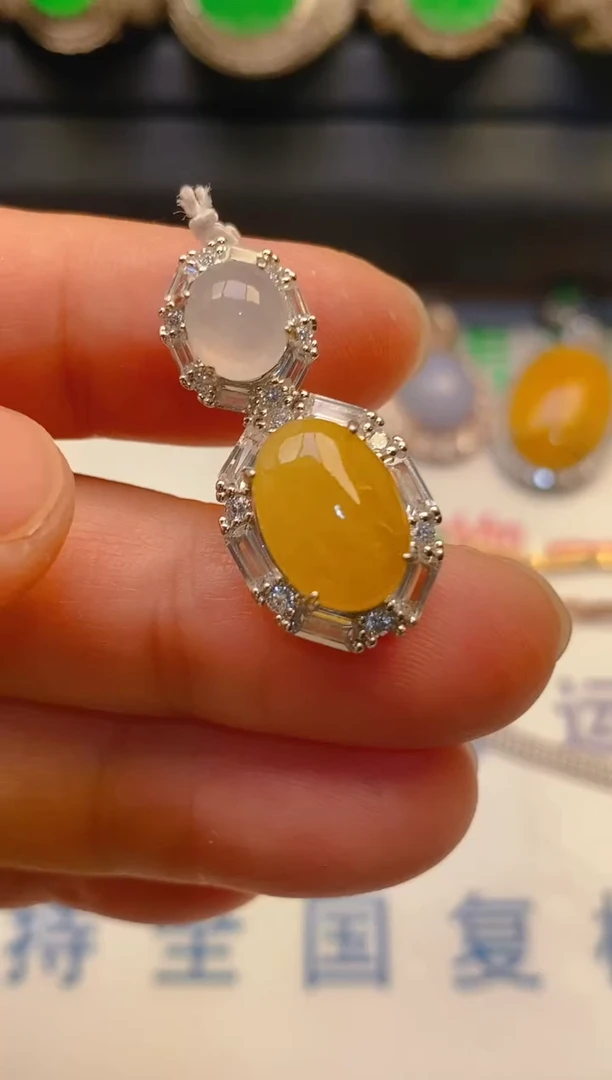 【闪购商品】翡翠耳饰银S925镶嵌天然A货翡翠1