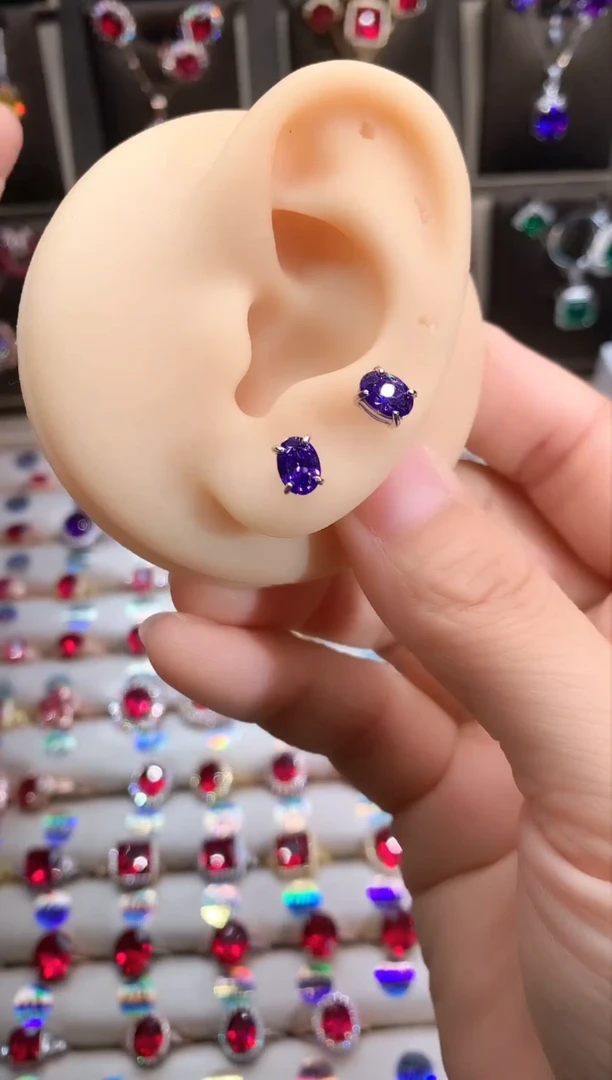 【闪购商品】水晶耳饰银S925镶嵌银色高温优化/合成处理