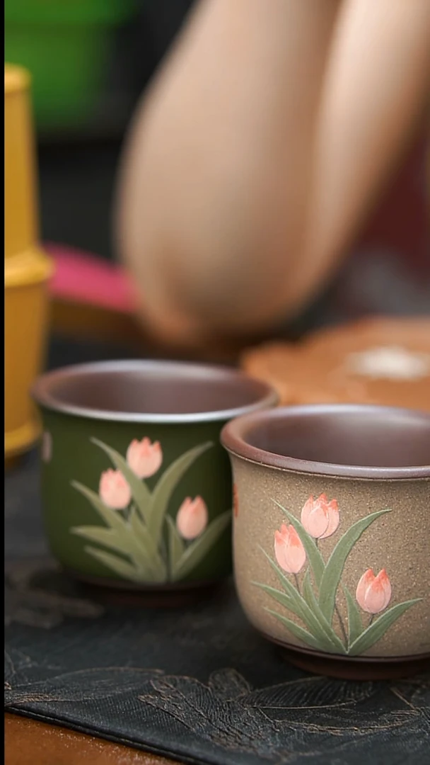 茶壶紫砂一对郁金香杯