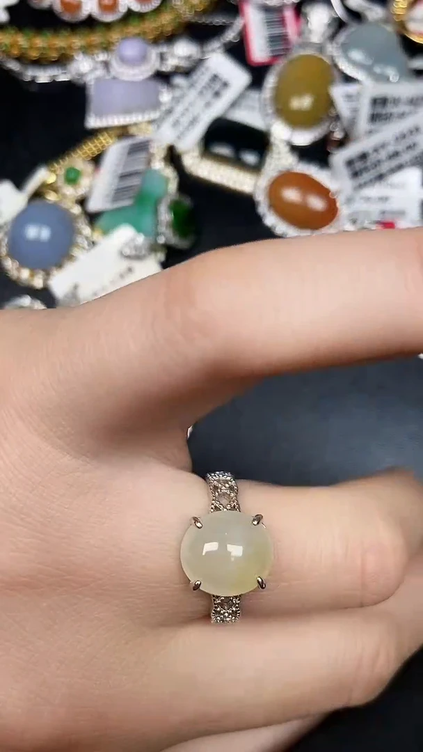 银S925镶嵌戒指翡翠3660