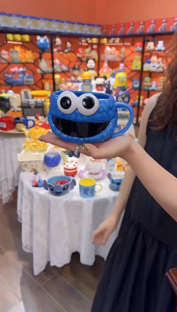 瓷片@@芝麻街蓝色甜饼怪陶瓷杯