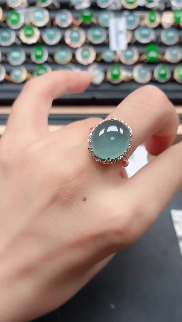 翡翠戒指银S925镶嵌11111