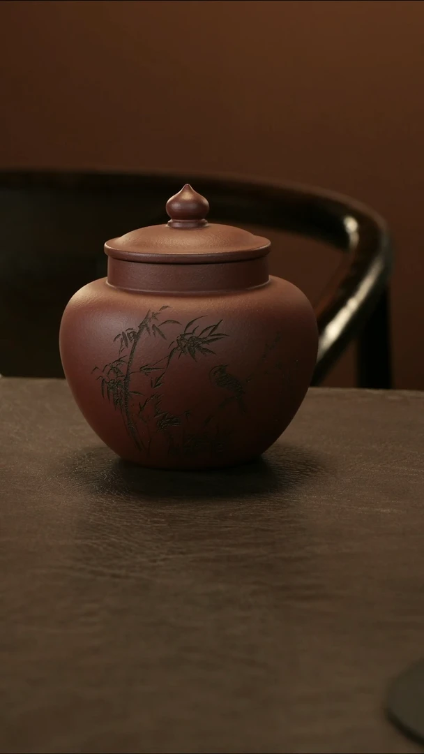 紫砂茶叶罐紫泥 笑樱 醒茶罐 约80克