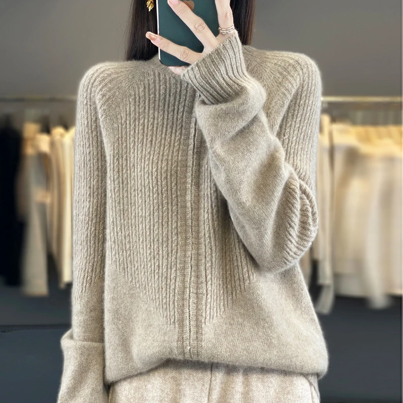 【梅姐专属】秋冬新款女士保暖半高领拉链外套羊毛衫YM-QHMDS-842