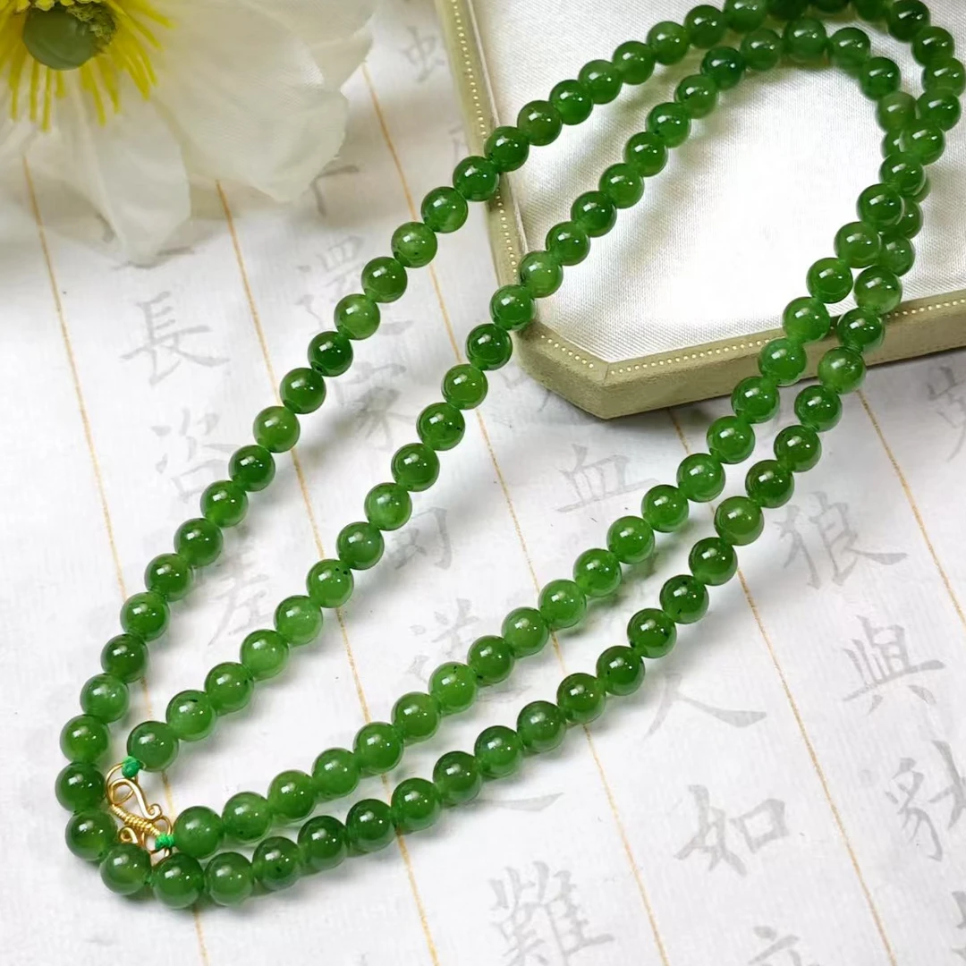 【睿泽鉴宝】S925和田玉碧玉珠链多样性发一  6mm TZ7357