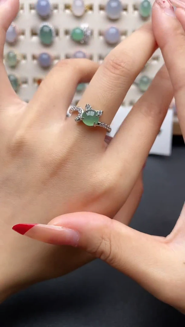 【闪购商品】翡翠戒指银S925镶嵌一物一证一礼盒