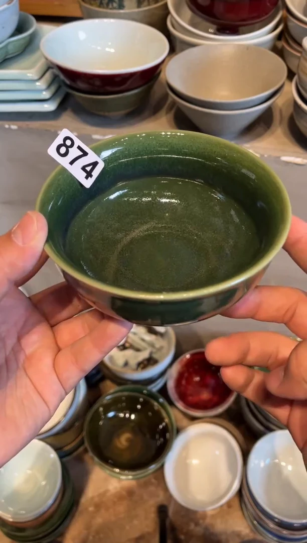 【闪购商品】瓷片874微瑕翠绿反口碗盘