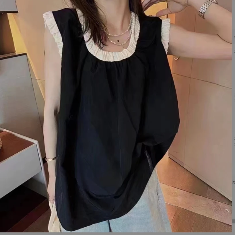 百搭款968拼色黑娃娃衫