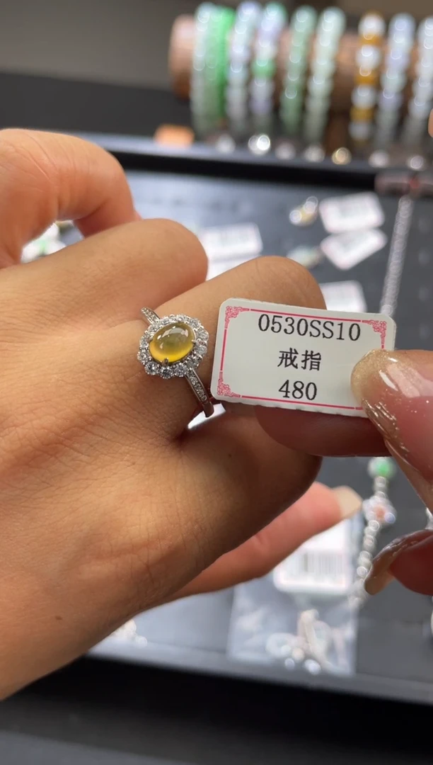 翡翠戒指银S925镶嵌0530SS10