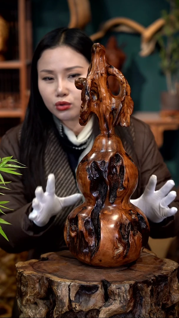 木雷击枣木葫芦摆件