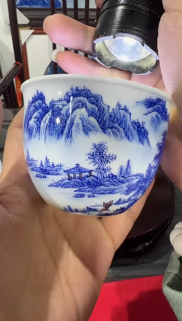 【闪购商品】023小王严选青花山水内外满工主人杯